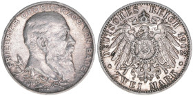Friedrich I. 1856-1907
Baden. 2 Mark, 1902 G. 11,10g
J. 30
ss/vz
