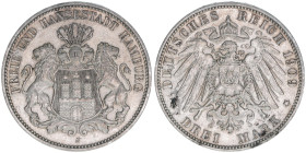 Freie und Hansestadt
Hamburg. 3 Mark, 1909 J. 16,60g
J.64
ss/vz