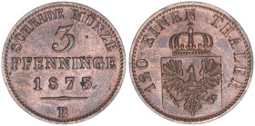 Wilhelm I. 1861-1888
Preussen. 3 Pfennige, 1873 B. 4,55g
AKS 106
vz-