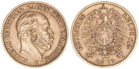 Wilhelm I. 1861-1888
Preussen. 20 Mark, 1873 C. 7,92g
AKS 109
ss/vz