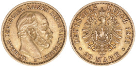 Wilhelm I. 1861-1888
Preussen. 20 Mark, 1875 A. 7,94g
AKS 110
ss/vz