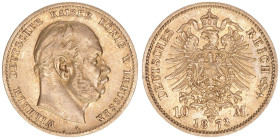Wilhelm I. 1861-1888
Preussen. 10 Mark, 1873 A. 3,93g
AKS 111
ss+