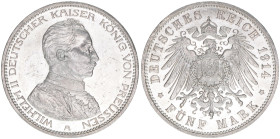 Wilhelm II. 1888-1918
Preussen. 5 Mark, 1914 A. 27,85g
J.114
vz+