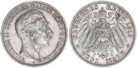Wilhelm II. 1888-1918
Preussen. 3 Mark, 1912 A. 16,64g
J.103
ss+