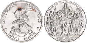Wilhelm II. 1888-1918
Preussen. 3 Mark, 1913. zur Jahrhundertfeier der Befreiungskriege gegen Frankreich
16,66g
J. 110
vz