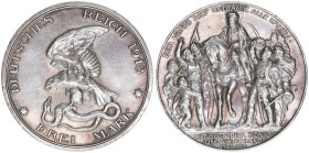 Wilhelm II. 1888-1918
Preussen. 3 Mark, 1913 A. zur Jahrhundertfeier der Befreiungskriege gegen Frankreich
16,63g
J. 110
vz-