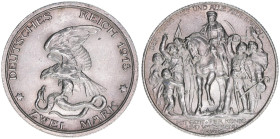 Wilhelm II. 1888-1918
Preussen. 2 Mark, 1913 A. zur Jahrhundertfeier der Befreiungskriege gegen Frankreich
11,11g
J.109
vz-