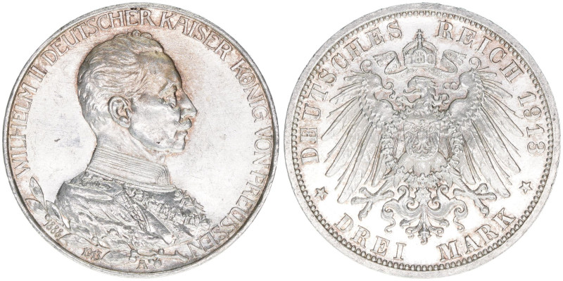 Wilhelm II. 1888-1918
Preussen. 3 Mark, 1913 A. 25-jähriges Regierungsjubiläum
1...