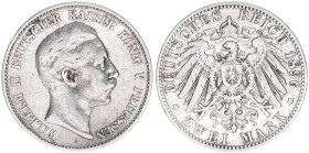 Wilhelm II. 1888-1918
Preussen. 2 Mark, 1896 A. 10,95g
J. 102
ss