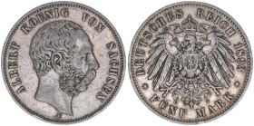Albert 1873-1902
Sachsen. 5 Mark, 1893 E. 27,71g
J.125
ss