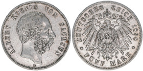Albert 1873-1902
Sachsen. 5 Mark, 1898 E. 27,82g
J.125
ss+