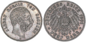 Albert 1873-1902
Sachsen. 5 Mark, 1901 E. 27,72g
J.125
ss+