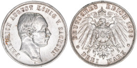 Friedrich August III. 1904-1918
Sachsen. 3 Mark, 1909 E. 16,64g
J. 135
kl. Rf.
ss/vz