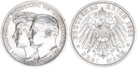 Wilhelm Ernst 1901-1918
Sachsen Weimar Eisenach. 3 Mark, 1910 A. zur 2. Hochzeit mit Feodora von Sachsen-Meiningen
16,66g
J.162
vz+