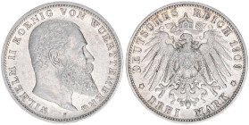 Wilhelm II. 1891-1918
Württemberg. 3 Mark, 1909 F. 16,65g
J.175
ss