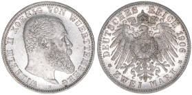 Wilhelm II. 1891-1918
Württemberg. 2 Mark, 1906 F. 11,13g
J.174
vz+