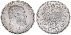 Wilhelm II. 1888-1918
Württemberg. 2 Mark, 1914 F. 11,13g
J.174
vz