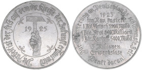 Zinnmedaille, 1925
zur Erinnerung an Deutschlands schlimmste Zeit der Inflation 1923-1925. 7,00g
vz-
