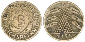 5 Reichspfennig dünner Schrötling, 1925 D
selten. 2,21g
ss