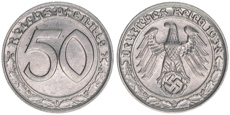 Ostmark
50 Reichspfennig, 1938 B. Wien
3,47g
AKS 42
ss/vz