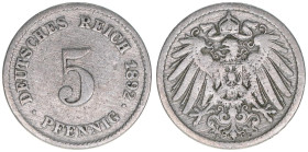 5 Pfennig, 1892 E
Auflage 346000. 2,39g
AKS 16
ss-