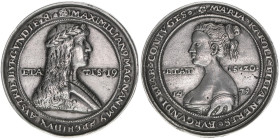 Maximilian I. 1490-1519
Hochzeitsguldiner, 1479/1520. Maximilian I. mit Maria von Burgund - Sammleranfertigung - restrike
22,06g
ss+