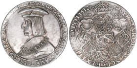 Maximilian I. 1490-1519
Guldiner, 1518. Sammleranfertigung - restrike - im Rand Punze COP
St. Veit
24,25g
zu Dav.8007
ss