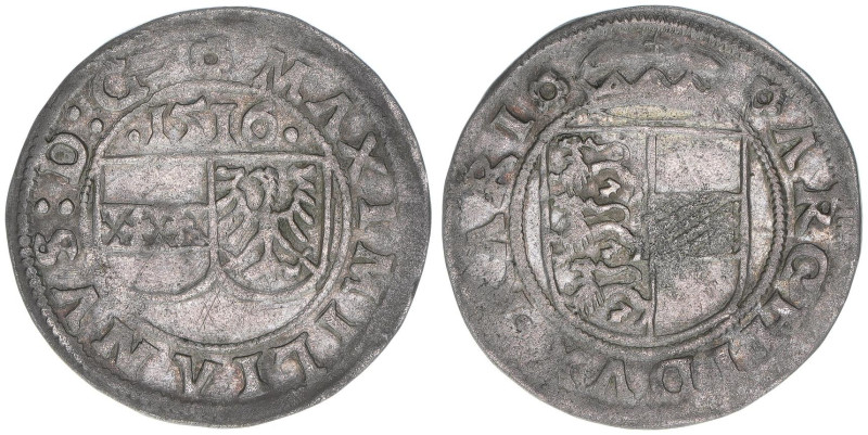 Maximilian I. 1490-1519
1/2 Batzen, 1516. St. Veit
1,87g
Egg 24
vz