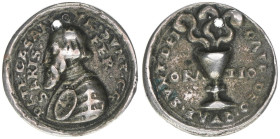 Ferdinand I. 1522-1558-1564
Silbergussmedaille, ohne Jahr. von Nickel Milicz - 18,4mm
2,16g
Katz 335
gelocht
ss