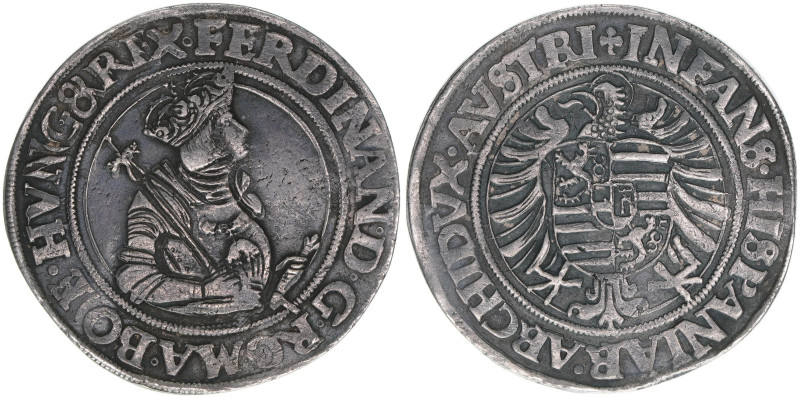 Ferdinand I. 1522-1558-1564
Taler, ohne Jahr. selten
Joachimstal
28,47g
Dav.8034...