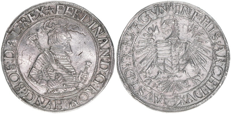 Ferdinand I. 1522-1558-1564
Taler, ohne Jahr. selten
Wien
28,57g
MzA Seite 3f.
k...