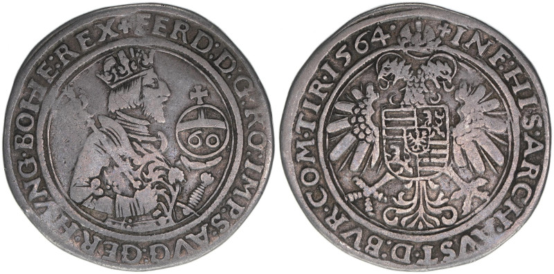 Ferdinand I. 1522-1558-1564
Guldentaler zu 60 Kreuzer, 1564. Hall
23,82g
Dav.33
...