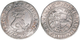 Ferdinand I. 1522-1558-1564
1/4 Taler, ohne Jahr. selten
Klagenfurt
6,69g
Schulten 4030
HSp.
ss-