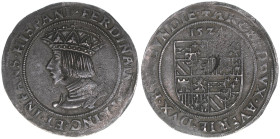 Ferdinand I. 1522-1558-1564
Pfundner, 1524. Wien
5,75g
Markl 68
Stempelbruch
ss+