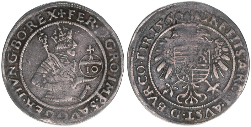 Ferdinand I. 1522-1558-1564
10 Kreuzer, 1560. Hall
3,88g
Markl 1756
ss+