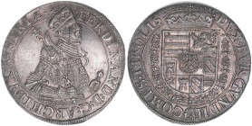 Erzherzog Ferdinand 1564-1595
Taler, ohne Jahr. seltene Harnischvariante
Hall
28,65g
HMBl.VI 1/2 18/14/II-II
vz/stfr