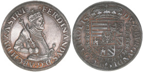 Erzherzog Ferdinand 1564-1595
Taler, ohne Jahr. seltene Variante
Hall
28,10g
HMBl.II-41/29/II
vz-