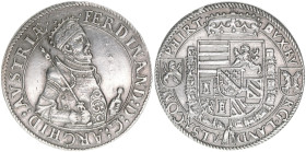 Erzherzog Ferdinand 1564-1595
Taler, ohne Jahr. Ensisheim
28,49g
Felder leicht gestichelt
ss/vz