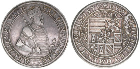 Erzherzog Ferdinand 1564-1595
Guldentaler zu 60 Kreuzer, 1571. Hall
24,34g
Dav.52
getilgte Wertzahl
ss