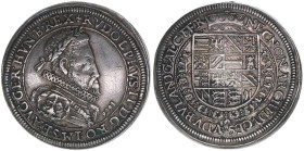 Rudolph II. 1576-1612
Taler, 1606. Löwenkopfschulter
Ensisheim
28,47g
Klemesch 96
Rf.
ss/vz