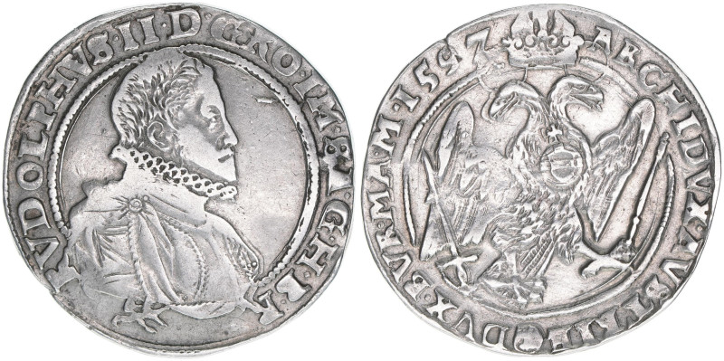 Rudolph II. 1576-1612
Taler, 1592. Mm. Wolf Herold von Aupa
Kuttenberg
27,43g
Rf...