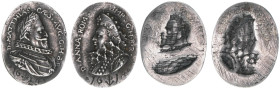 Matthias 1612-1619
2 ovale Miniaturportraitmedaillen. Matthias und Anna - äußerst selten - 16x21mm
einseitig
3,61g
JMP 1897 S.26-33
vz