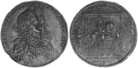 Matthias 1612-1619
Bleimedaille, 1613. Einzug des Kaisers in Regensburg anlässlich des Reichstages
Regensburg
21,10g
Rf.
ss/vz