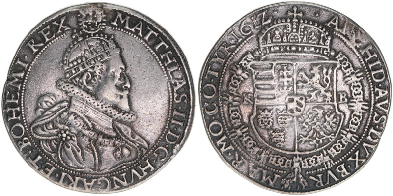 Matthias 1612-1619
Taler, 1612 KB. Kremnitz
28,00g
Dav.3053
kl.Stiftsloch, Schrö...