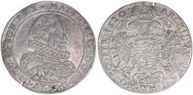 Matthias 1612-1619
1/2 Taler, 1620. posthum, sehr selten
Kremnitz
13,96g
MzA 109
kl.Schrötlingsriss
ss-
