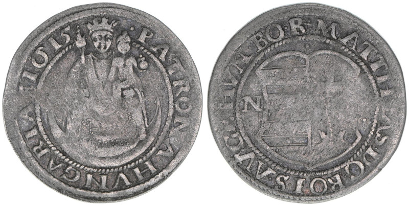 Matthias 1612-1619
Groschen, 1615 NB. Nagybanya
2,30g
Huszar 1132
s/ss