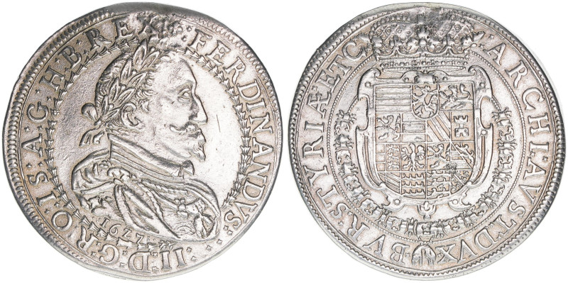 Ferdinand II. 1619-1637
Taler, 1627. Graz
28,37g
gereinigt, entf.Henkel
ss+