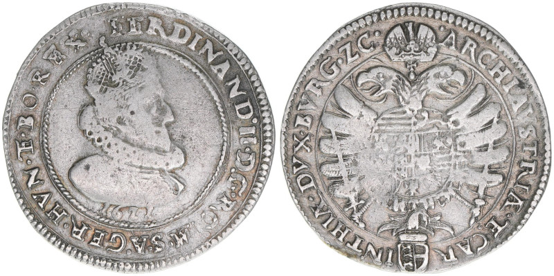 Ferdinand II. 1619-1637
1/2 Taler, 1621. sehr selten
Klagenfurt
14,04g
Hahn 64b
...