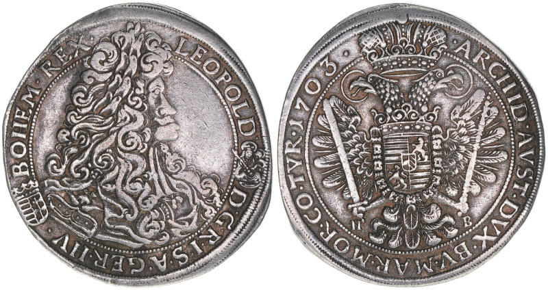 Leopold I. 1657-1705
1/2 Taler, 1703 NB. Nagybanya
13,93g
ss/vz