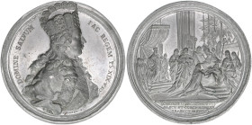 Joseph II. 1741 - 1765 - 1790
Zinnmedaille, 1764. auf die Krönung zum Römischen König in Frankfurt - von Krafft - 64,8mm
70,54g
Mont.1918
vz+